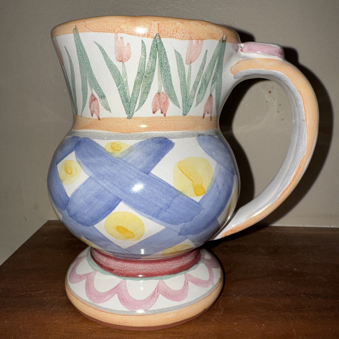MacKenzie Childs Taylor Aalsmeer  Thumbprint Handmade In Aurora Coffee Mug 2003