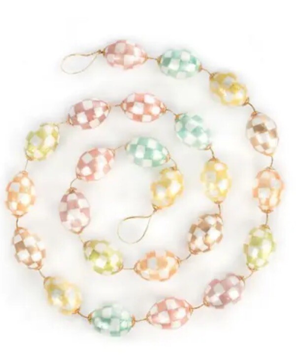 MacKENZIE CHILDS 84" PASTEL CREAM CHECK EASTER EGG GARLAND BNIB