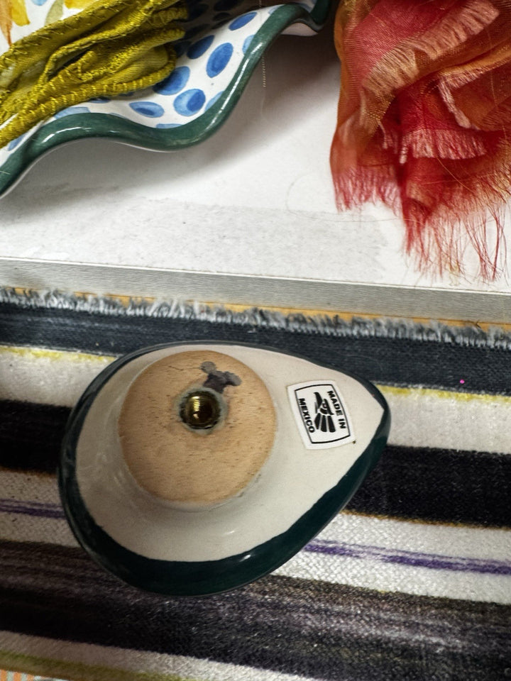 MacKenzie Childs  One HTF Leaf Knob  2”x 3.” Ceramic Retired Pattern