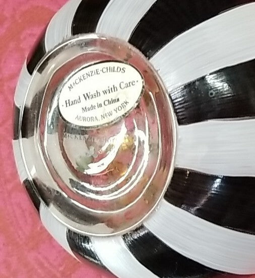 MacKenzie Childs Heirloom Black White Circus Heirloom Medium Votive Holder 4.5"