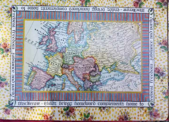 MacKenzie Childs Cork Back GLOBAL MISSION MAPS Placemats Set Of 4
