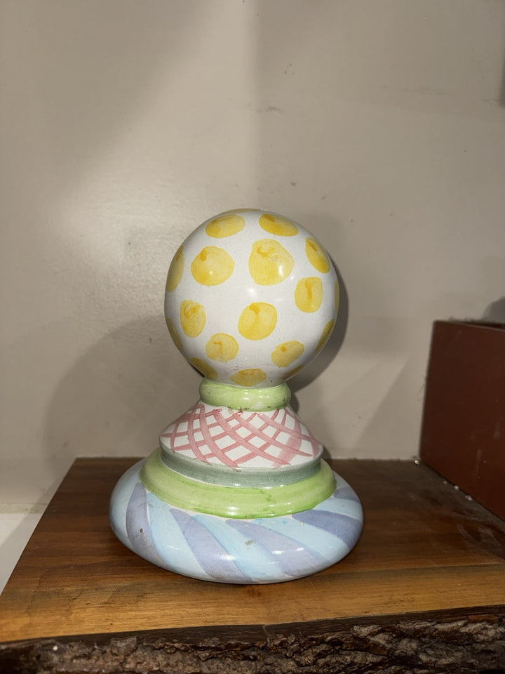 MacKenzie Childs Ball For Garden Or To Top Off Shelves-  Component Terracott