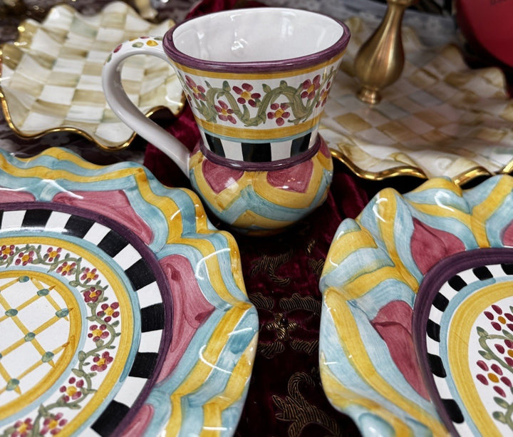 Mackenzie Childs Taylor fluted Hitchcock Field luncheon plate NEW 9” Ceramic