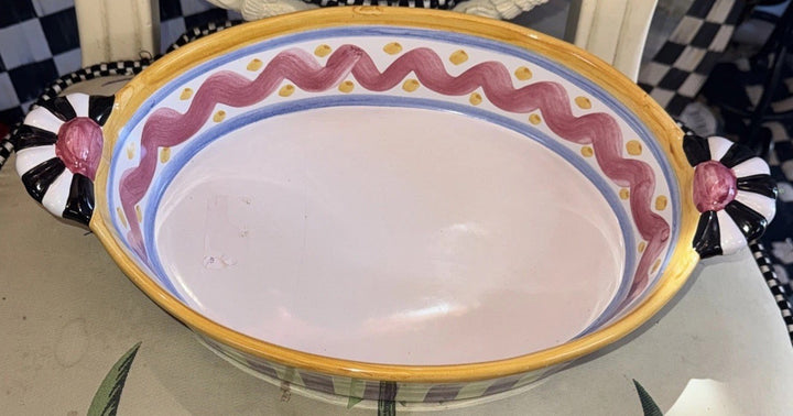 Mackenzie Childs RETIRED PICCADILLY Au Gratin 16”Casserole Oval Baking Dish NEW