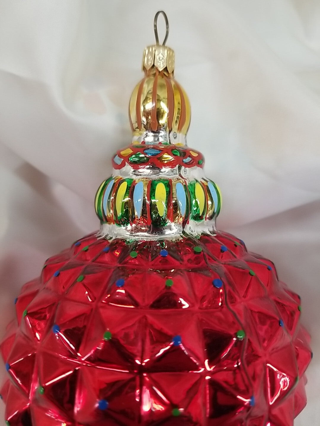 Mackenzie Childs Russian Jewel Courtly Check Red Ornament Glass