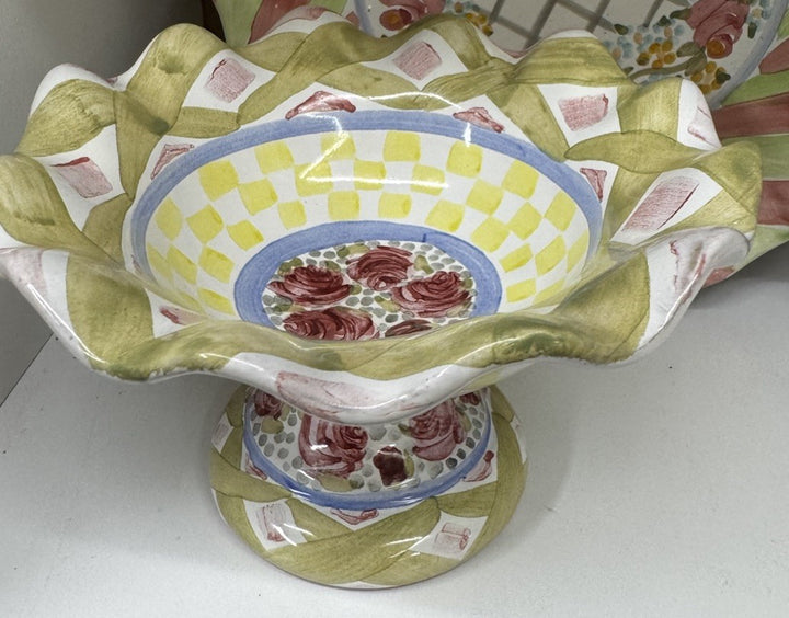 Mackenzie Childs 1-Fluted  Miniature Compote Taylor Dublin Hill 4" Tall Retired