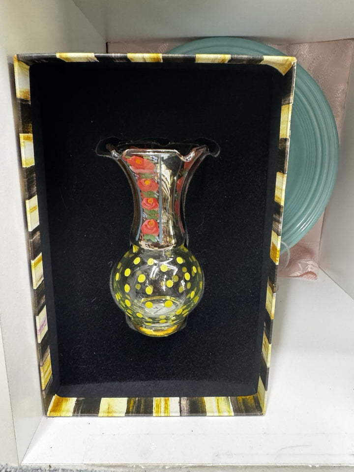 Mackenzie-Childs Chipper Bud Glass Vase Brand New in Box HTF