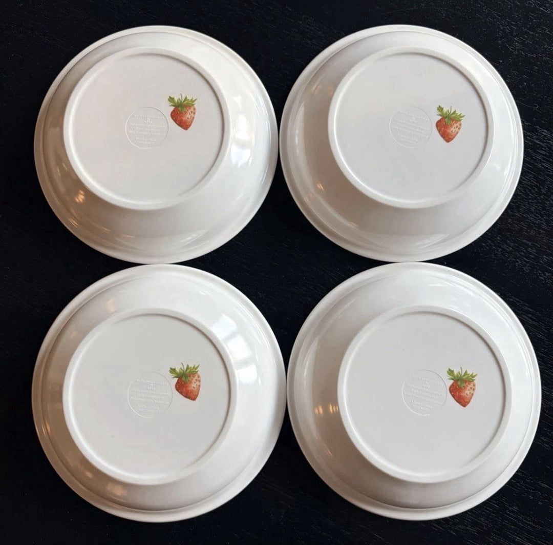 Mackenzie Childs Berries & Blossoms 7.75" Bowl Set Of 4 Excellent Retired