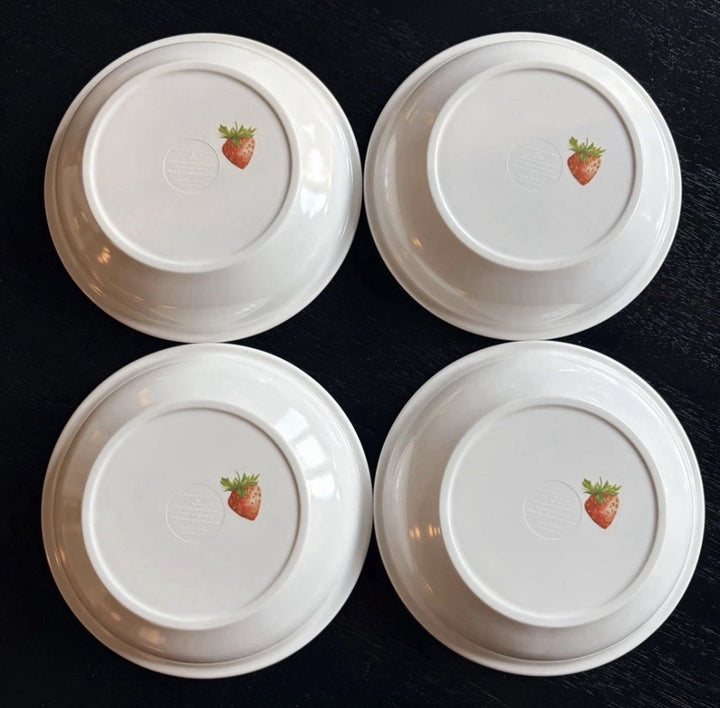 Mackenzie Childs Berries & Blossoms 7.75" Bowl Set Of 4 Excellent Retired