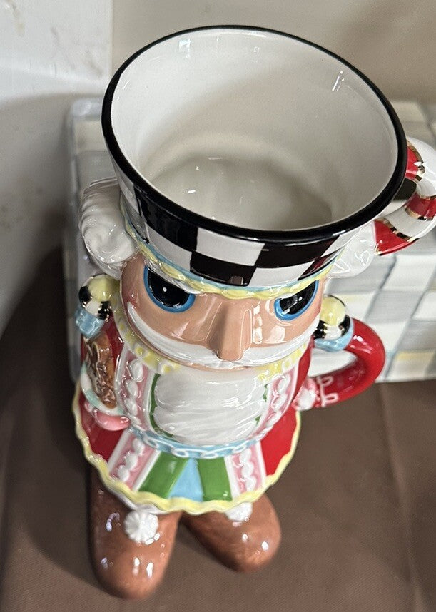 Mackenzie Childs Exclusive Sweet. Stacking Nutcracker Mug Tower Set 3