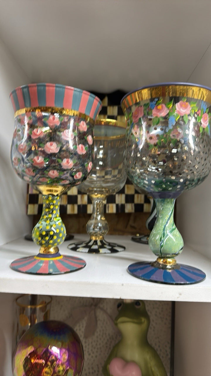 MacKenzie Childs Circus Rose Arbor Water Goblet