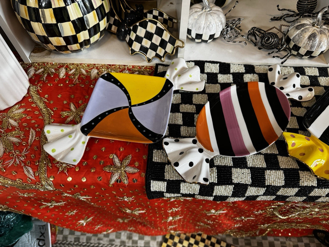 Mackenzie Childs Trick or Treat Candy Dessert Plates Set of 4