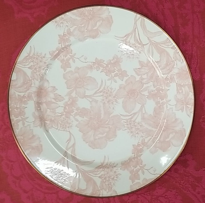 Mackenzie Childs 12” Rosy English Garden Toile Charger Enamel- New