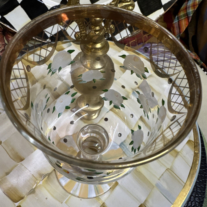 Mackenzie Childs Sweetbriar Wine Glass - Read Defect Gold Wear