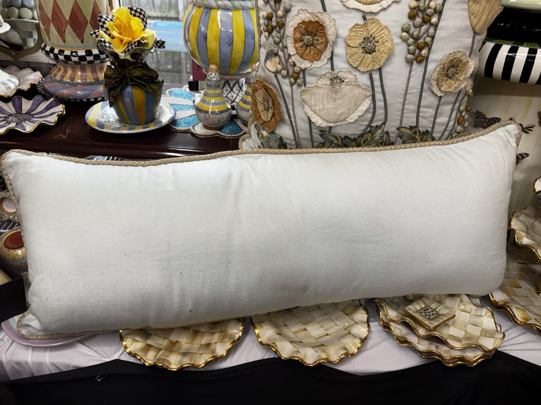 MACKENZIE-CHILDS Parchment Lumbar Linen And Silk  POPPY FIELD PILLOW- Read