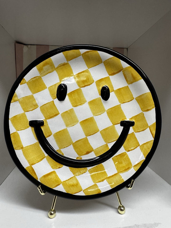 MACKENZIE CHILDS 8” Smiley Face Plate Made In Aurora - Never Released Limited