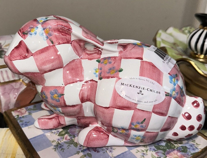 Mackenzie Childs Honeymoon Pink Rose Honeymoon Bunny Bank NEW! RETIRED!!
