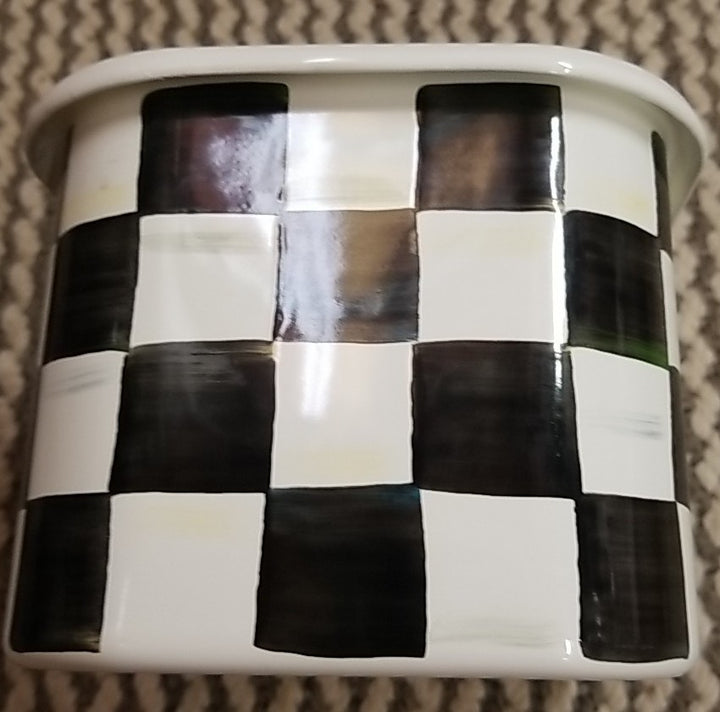 MacKenzie - Childs Courtly Check Large Square Enamel Storage Container With Lid