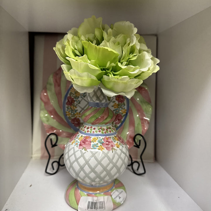 MacKenzie Childs Taylor Glen Park Bud Vase Ceramic Aurora New- Retired Pattern