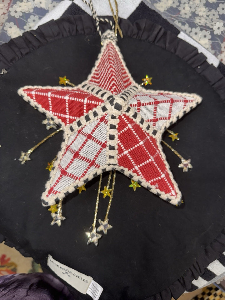 MacKenzie Childs Cozy Christmas Patchwork Star Ornament- Material 9”