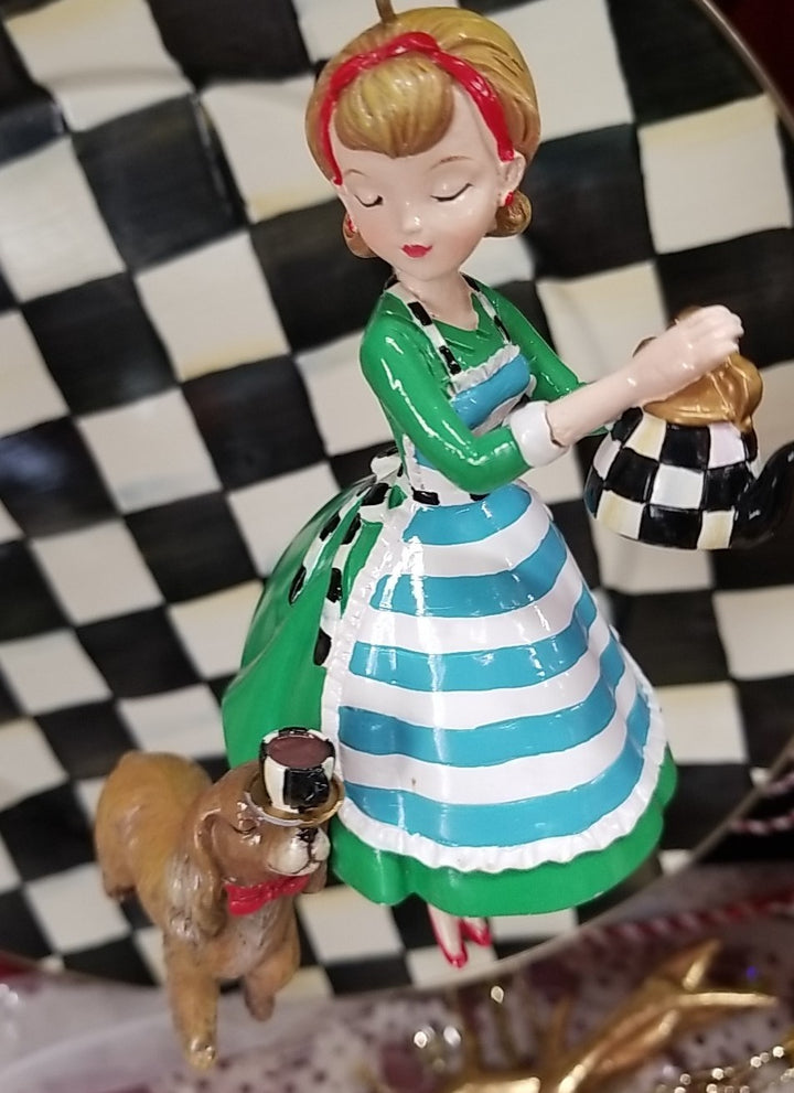 MacKenzie Childs Its A Wonderful Life Hostess Ornament Retired & Cocker Spanial