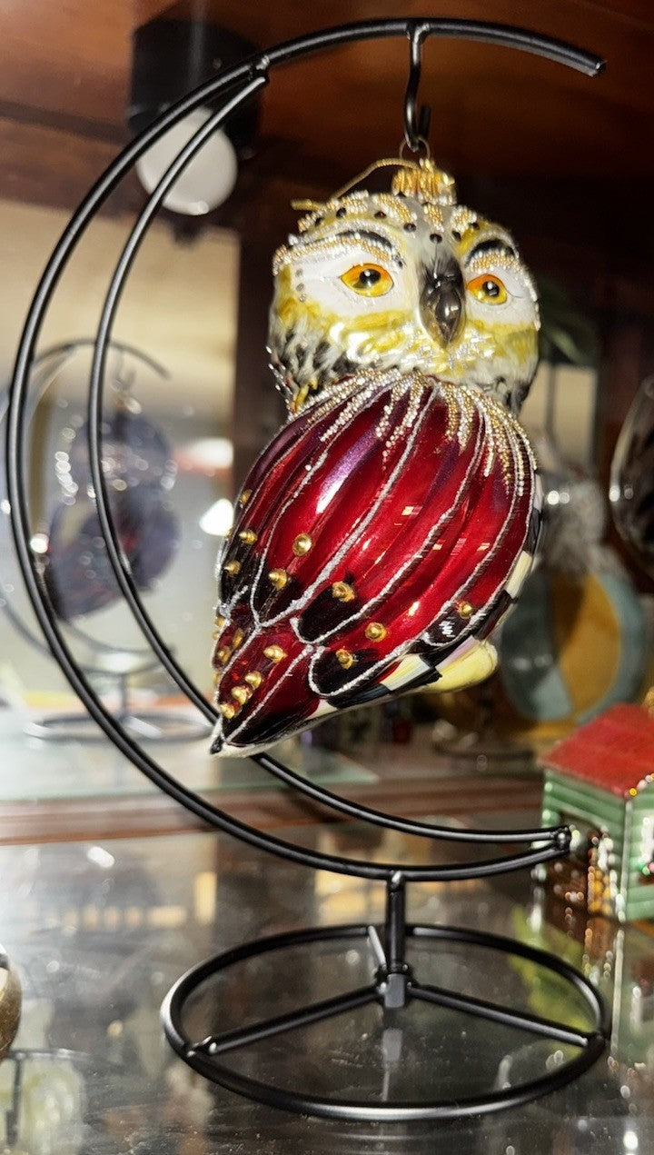 Black Metal Moon  Ornament Stand -only- Safe For Mackenzie Childs Owls