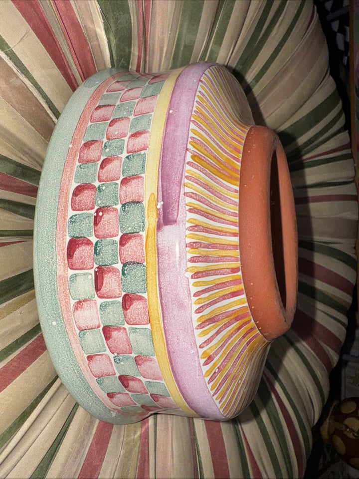 MacKenzie Childs Taylor Cottage Rose  Dinner Plate Fluted 11" Excellent 1996