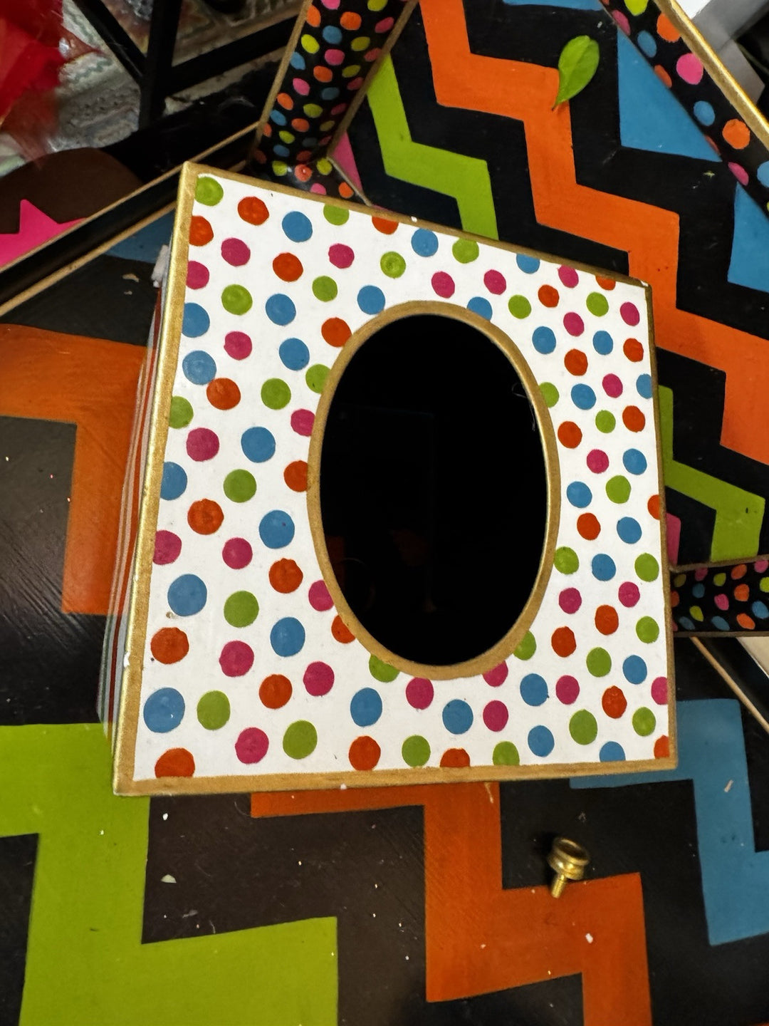 Mackenzie Childs White  Trampoline Tissue Box Holder Cover -  With Washcloth-new