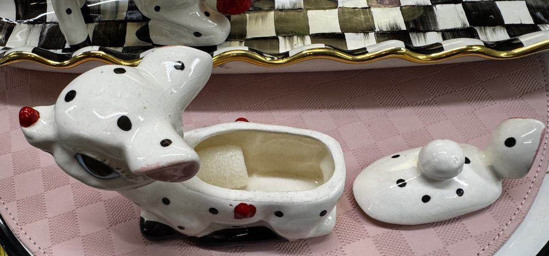 Rare VINTAGE Anthropomorphic Deer  Sugar Dish With Lid & Creamer Set- Excellent