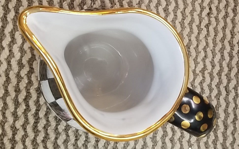MacKENZIE CHILDS Courtly  CHECK CERAMIC PORTLY PITCHER New