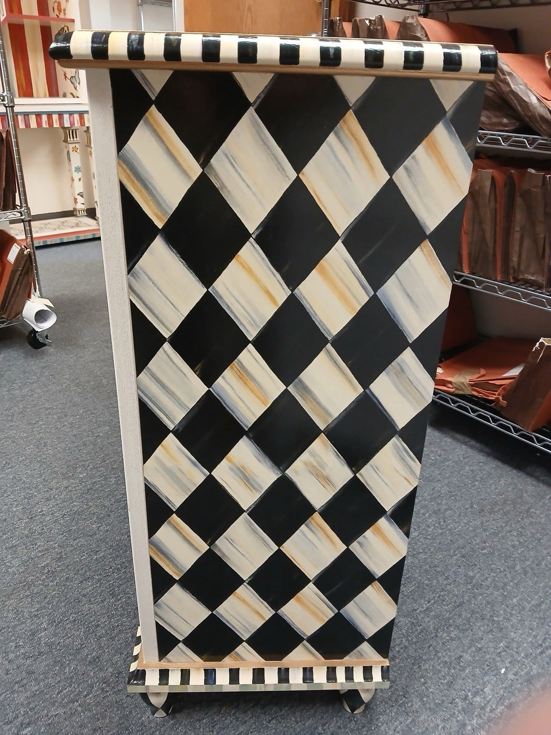 Mackenzie Childs White Flower Market Small Wood Cabinet