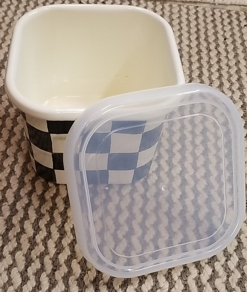 MacKenzie - Childs Courtly Check Large Square Enamel Storage Container With Lid