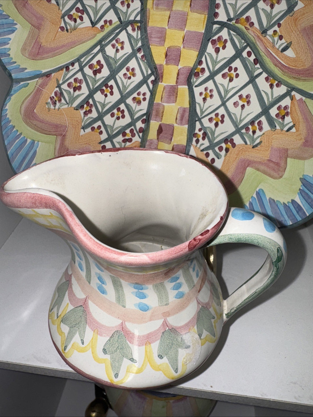 Mackenzie Childs Taylor 1997   Madison Ceramic Creamer 4” Made In Aurora