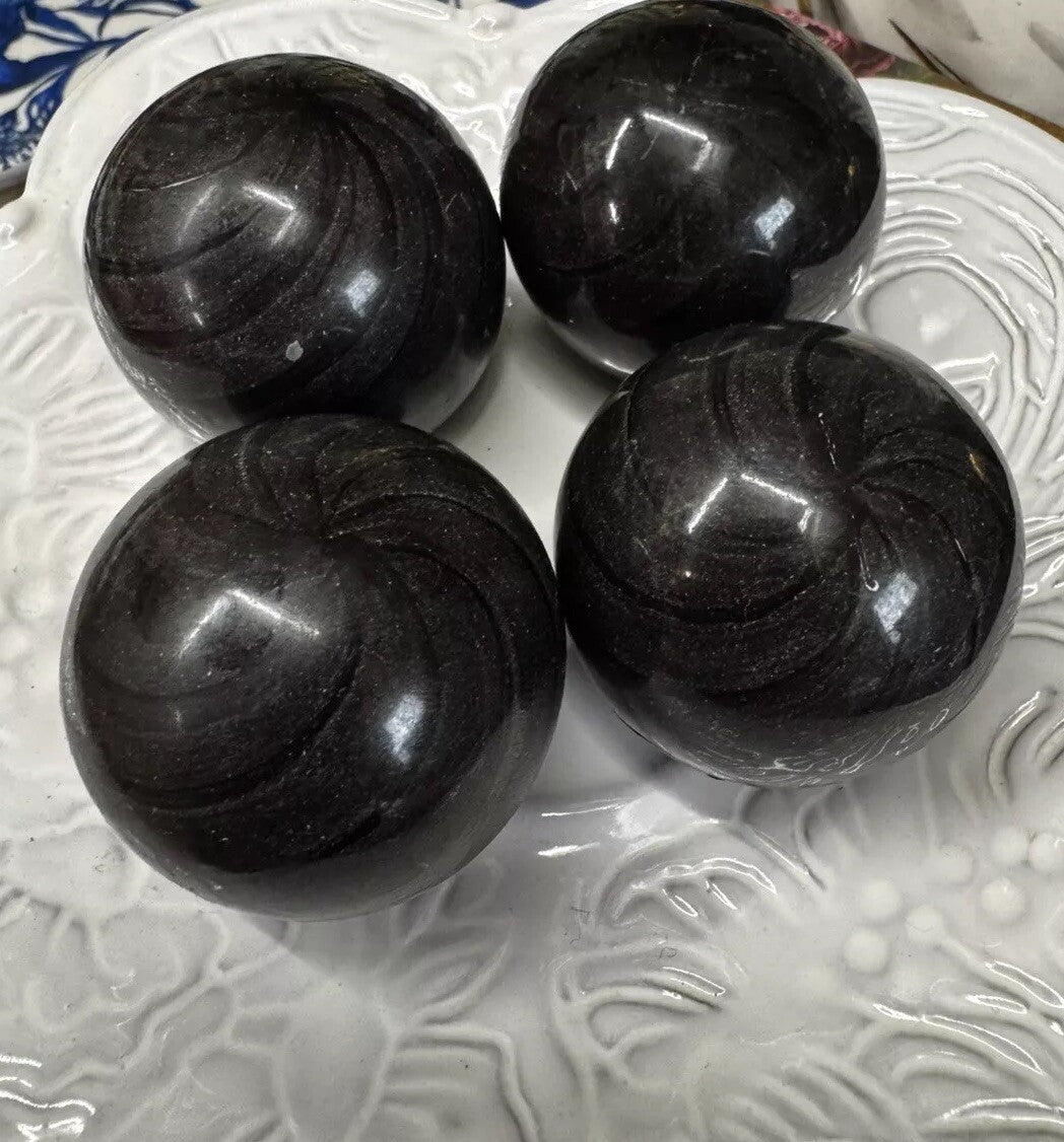 Mackenzie Childs Set Of 2 Black Cabinet Knobs / Pulls Ceramic With Hardware