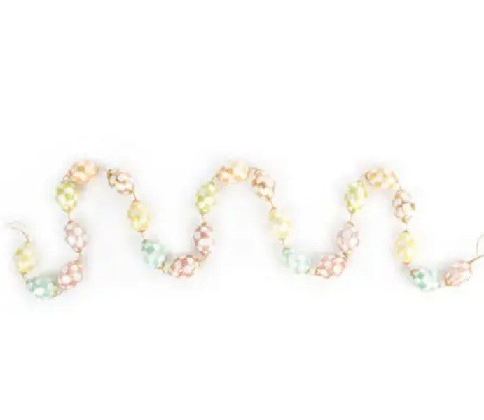 MacKENZIE CHILDS 84" PASTEL CREAM CHECK EASTER EGG GARLAND BNIB