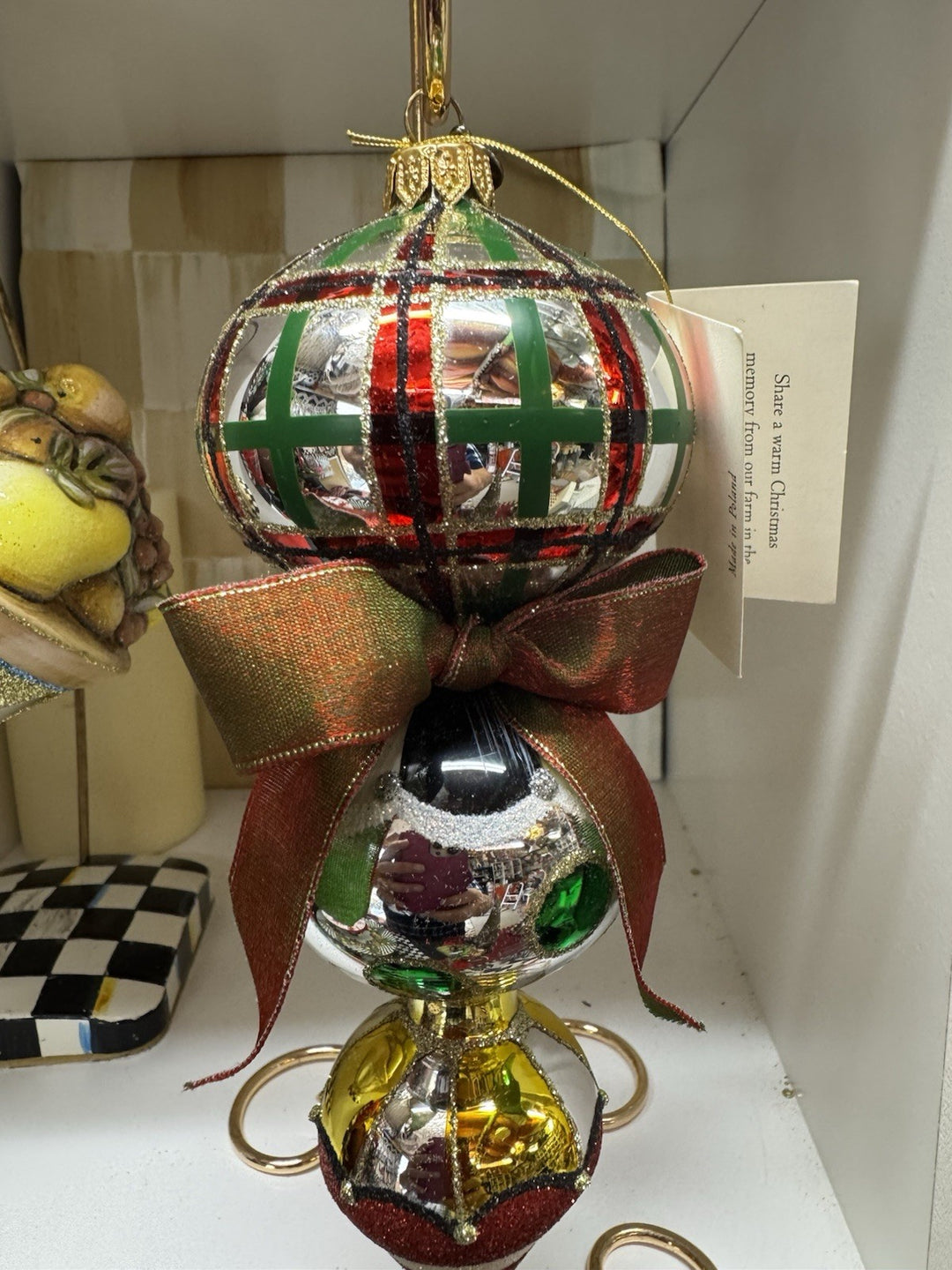 MacKenzie Childs Savoy triple Glass drop ornament new in box