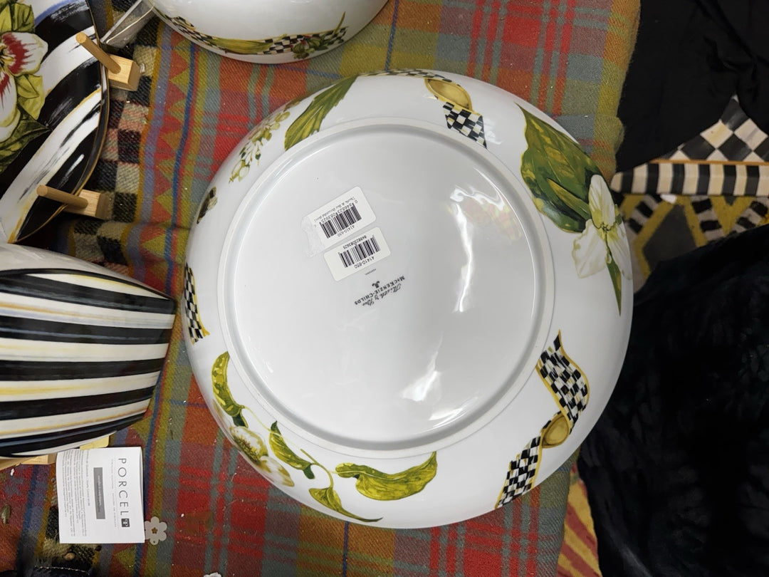 Thistle & Bee by MacKenzie-Childs porcelain Butterfly Serving Bowl 12.75"- New