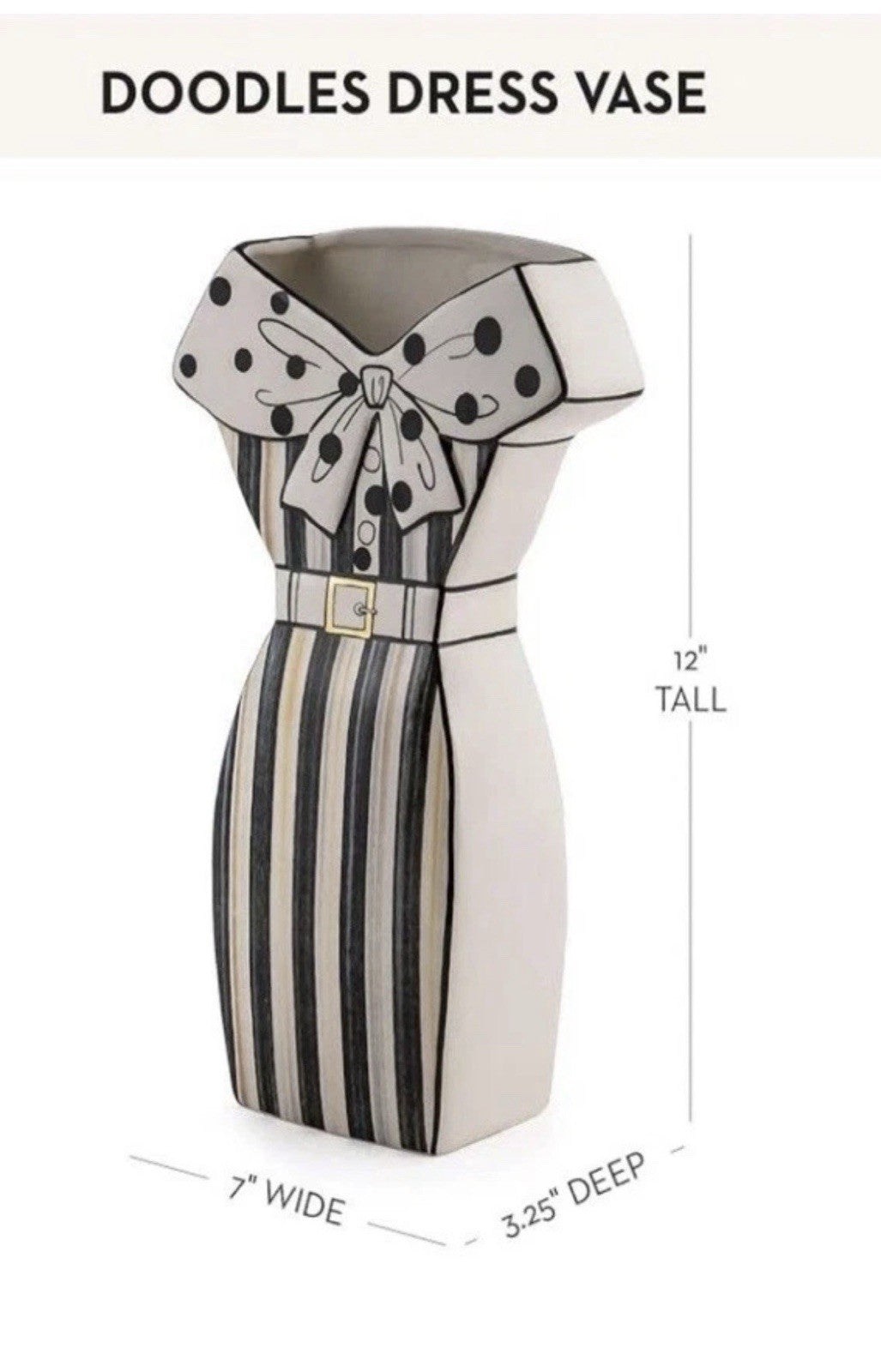 Mackenzie Childs Doodles Dress Vase - Whimsical Courtly Stripe & Polka Dots