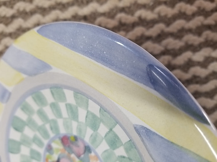 Mackenzie Childs Taylor Myrtle Bread Plate 7.25" Hand-Painted Ceramic 1993