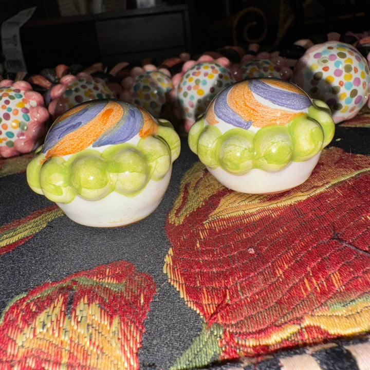 Mackenzie Childs Majolica 1.5 ”  Swoop Multicolor Set Of 2 Knobs Pulls +Hardware
