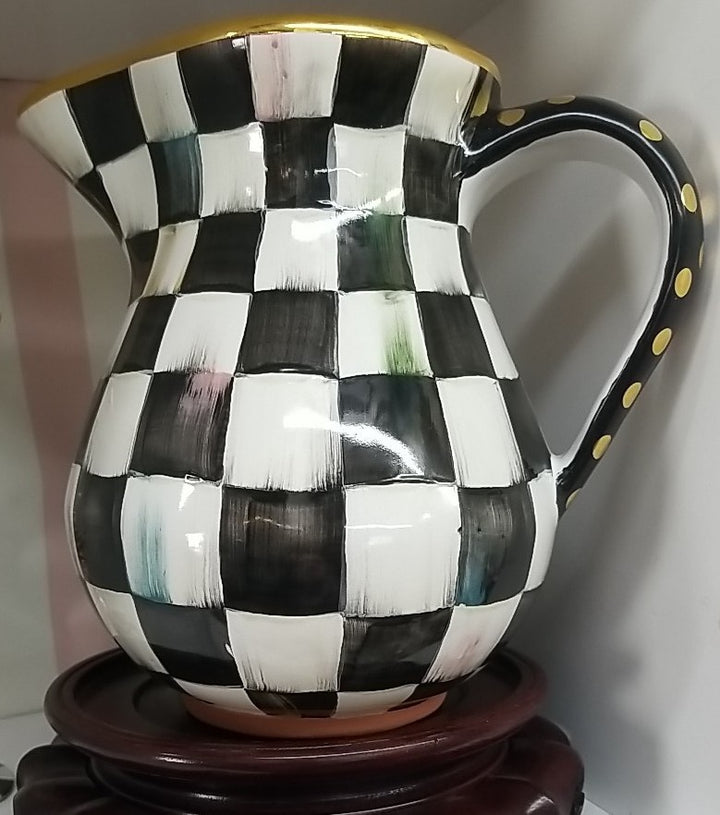 MacKENZIE CHILDS Courtly  CHECK CERAMIC PORTLY PITCHER New