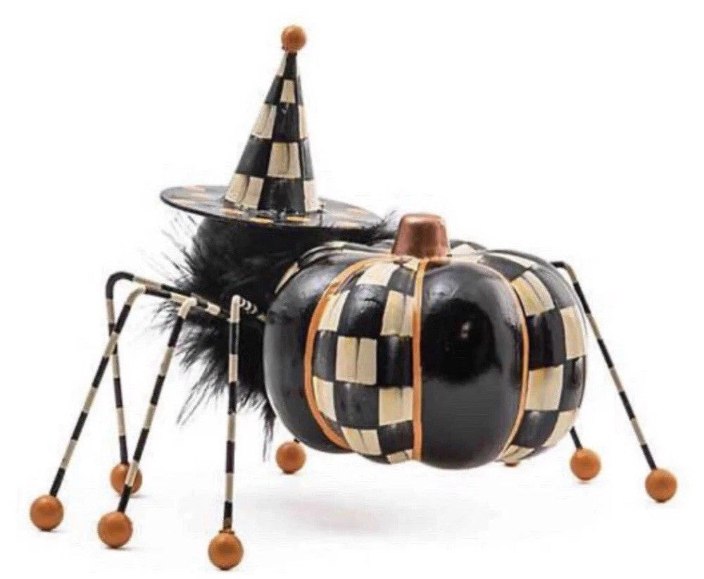 New Mackenzie Childs Courtly Check Witch's Pet Spider Capiz Halloween - Retired