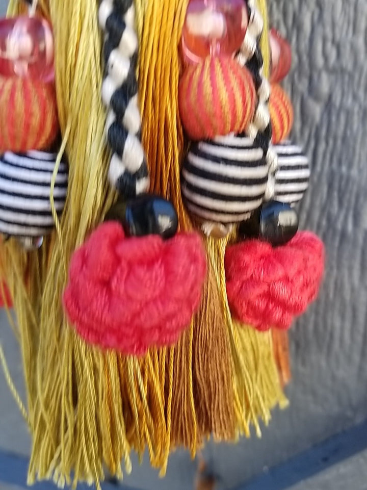 Brand New Mackenzie Childs Ceramic Bird Tassel — Red & Gold