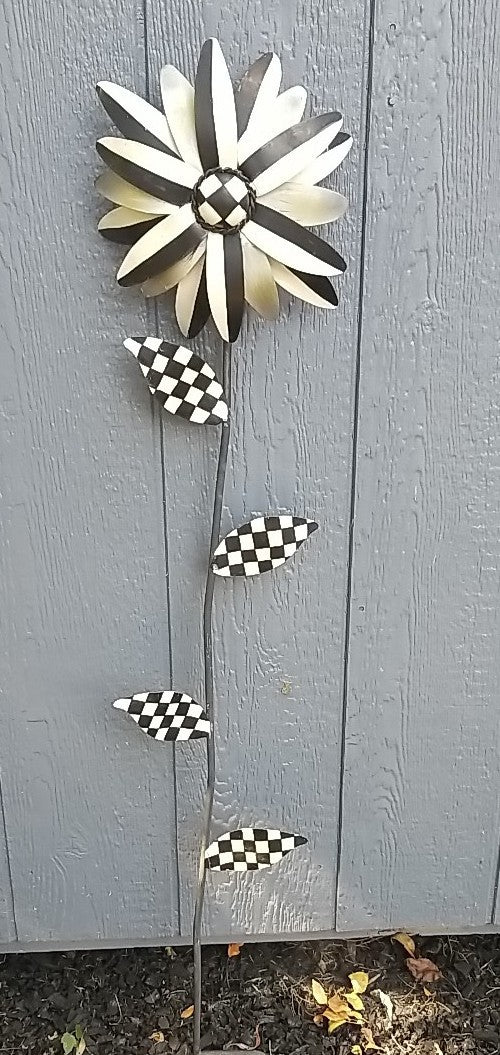 MACKENZIE CHILDS Stake Garden  47” Black And White Decor- HTF Courtly Check