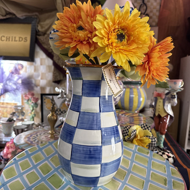 MACKENZIE CHILDS Enamel ROYAL CHECK TALL VASE New