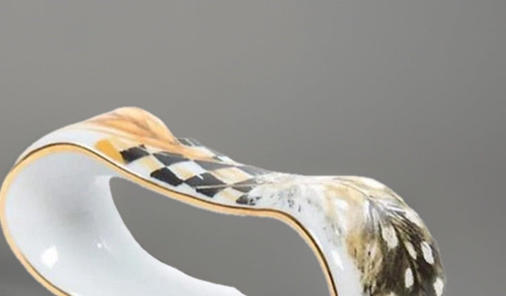 Set of 2 MACKENZIE CHILDS PHEASANT RUN PORCELAIN NAPKIN RINGS-retired