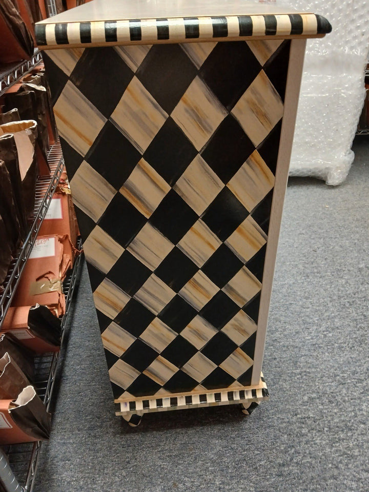 Mackenzie Childs White Flower Market Small Wood Cabinet