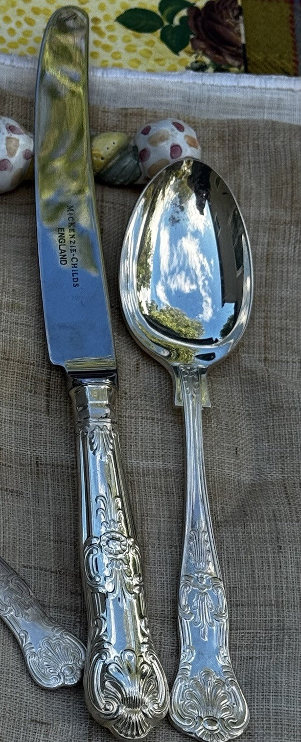 Mackenzie Childs Vtg Silver-plate  Silverware Place Setting  Of 5 Pieces
