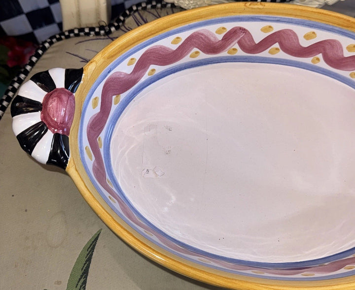 Mackenzie Childs RETIRED PICCADILLY Au Gratin 16”Casserole Oval Baking Dish NEW