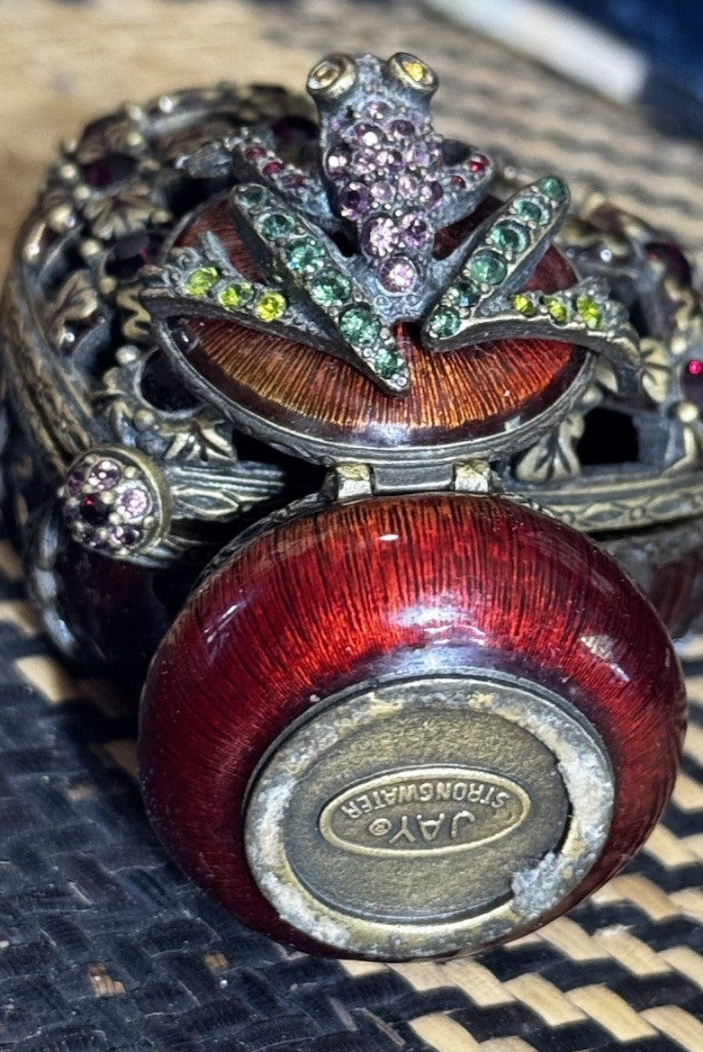 Vintage SWAROVSKI Crystal Jeweled Rhinestone FROG Trinket Box, JAY STRONGWATER